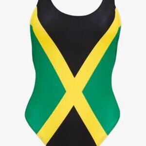 Women's Fashion One Piece Caribbean Jamaica Flag Rasta Sport Swimsuit -XL(16-18)